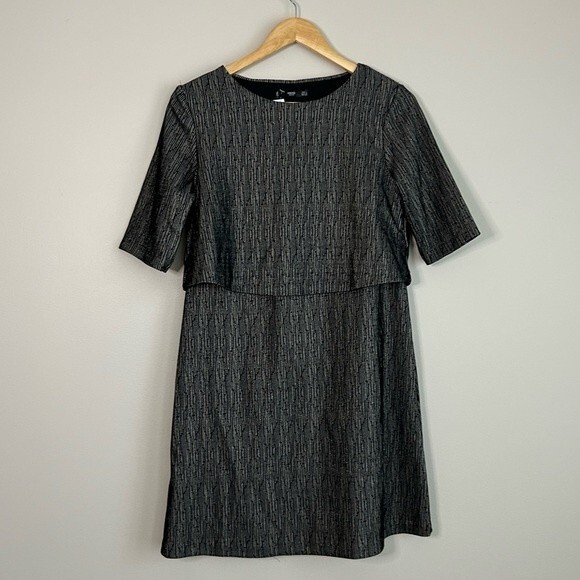 Mango Black Sparkle Thread Short Sleeve Tiered Mini Dress Size XS - Picture 3 of 9